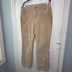 LL Bean 1912 Pants Womens 14 Tan Corduroy Favorite Fit Straight Leg